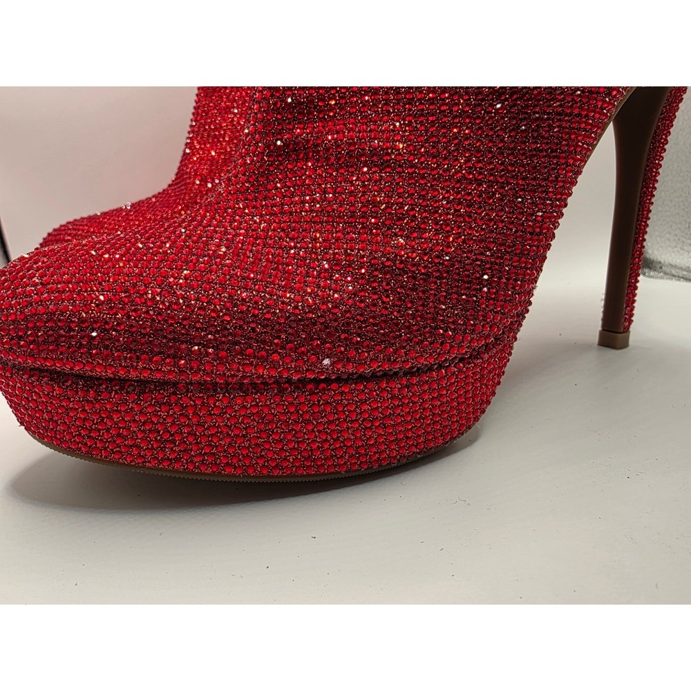 Thalia Sodi Chiara Red Rhinestone Platform Stiletto Ankle Boots SY961A-18T 10M - Picture 9 of 9